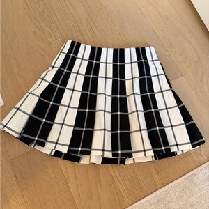 Alice + Olivia Black and White Checkered Skater Skirt